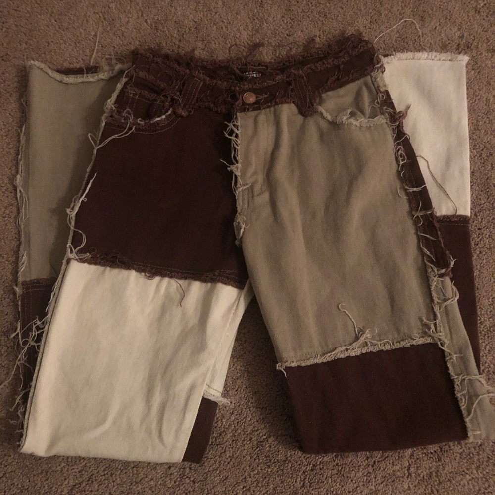 Jaded London Brown patchwork jeans
